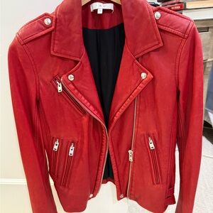 IRO Women's Vibrant Red Leather Jacket